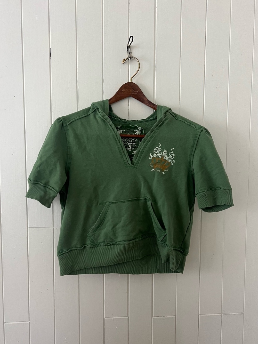 Green Short Sleeve Hoodie